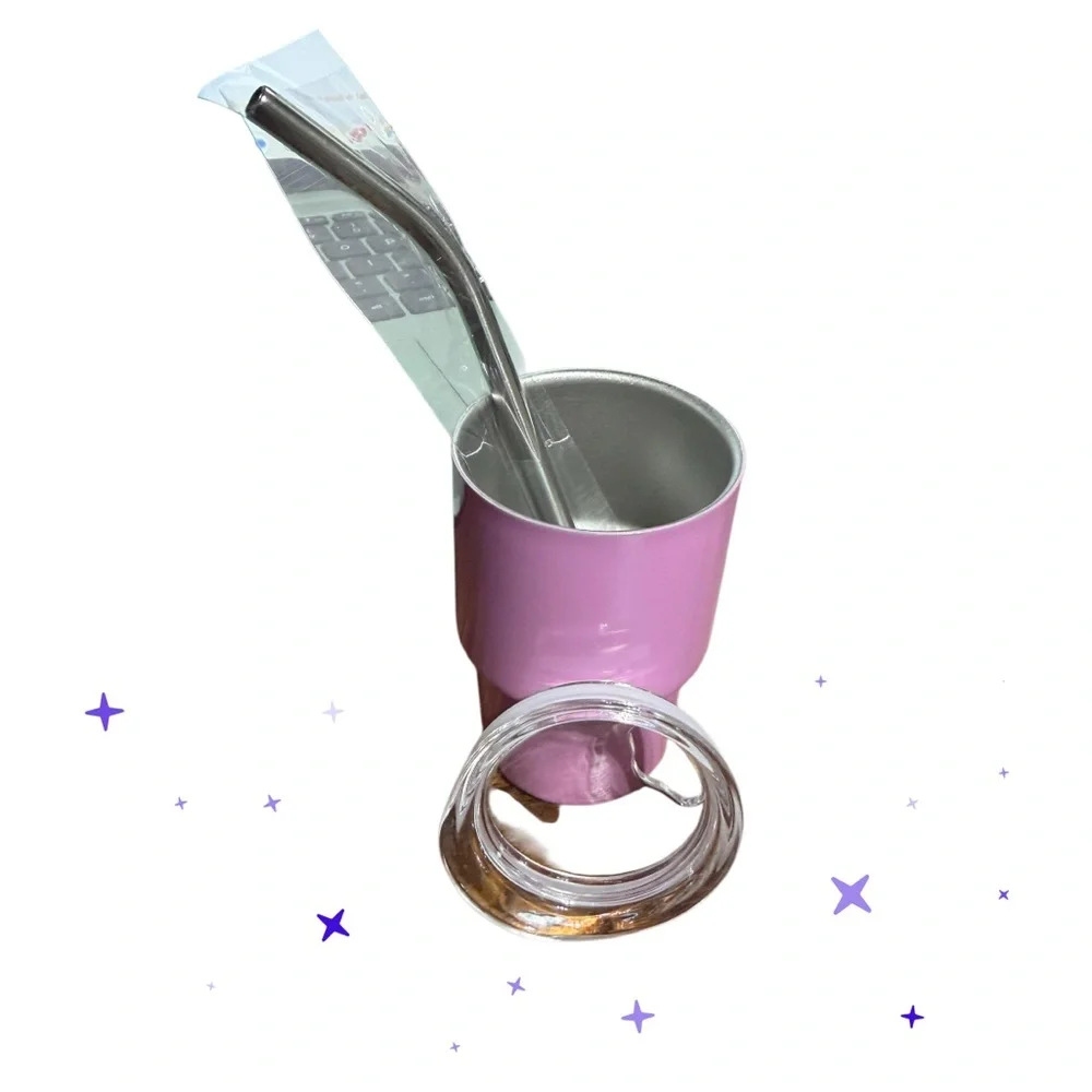 Tiny 3 Inch Stainless Steel Tumbler With Straw and Lid